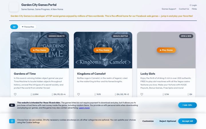 Screenshot of playgardencitygames.com