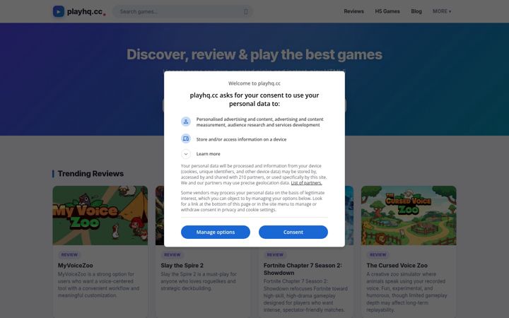 Screenshot of playhq.cc