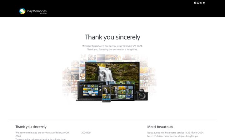 Screenshot of playmemoriesonline.com