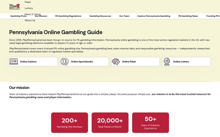 Screenshot of playpennsylvania.com
