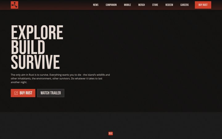 Ekrano kopija playrust.com