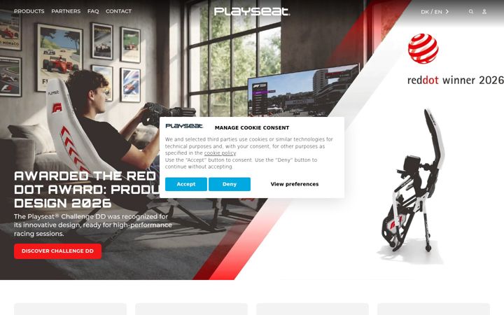 Snímek obrazovky playseat.com