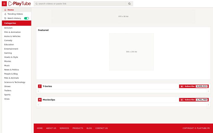 Screenshot of playtube.pk
