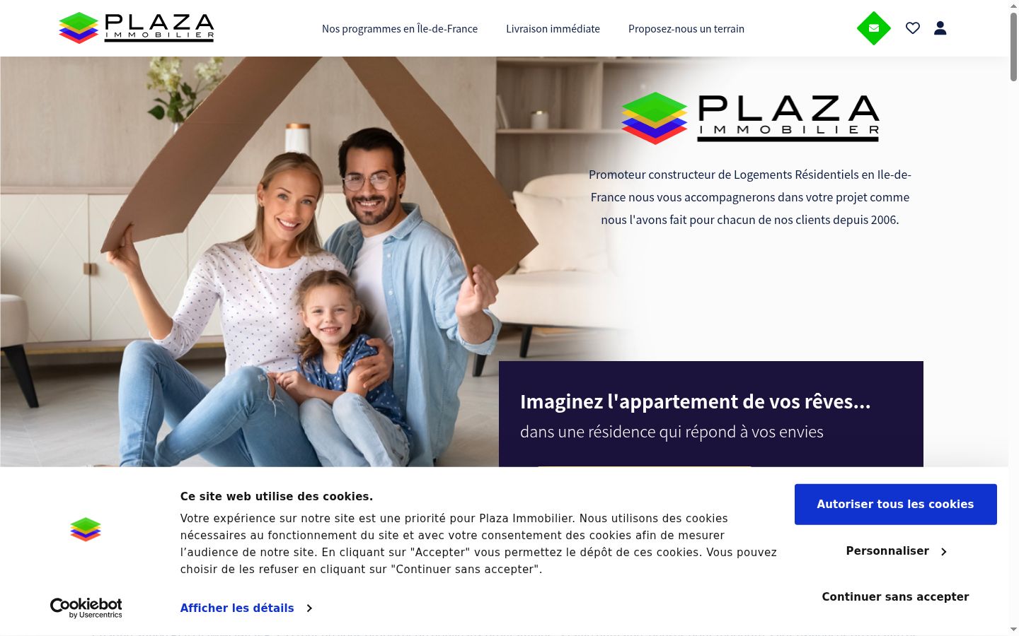 Capture d'écran de la bannière de consentement affichée avant toute interaction