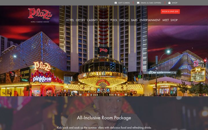 Screenshot of plazahotelcasino.com