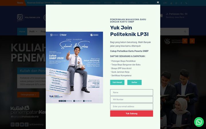 Screenshot of plb.ac.id