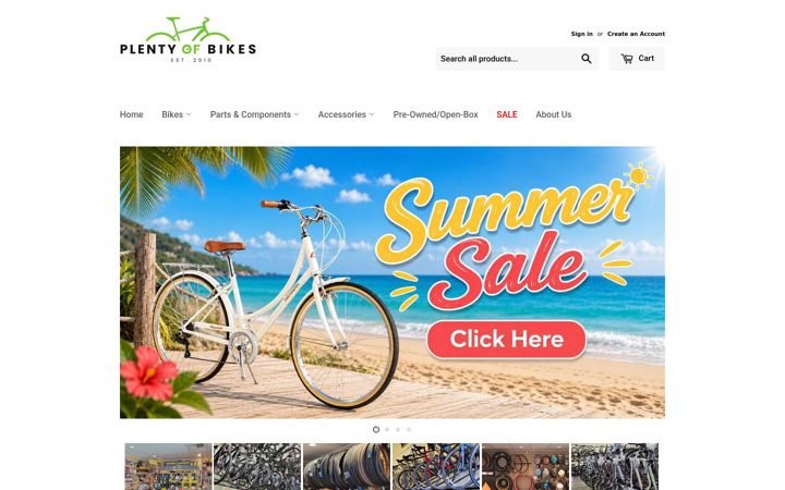 Screenshot of plentyofbikes.com