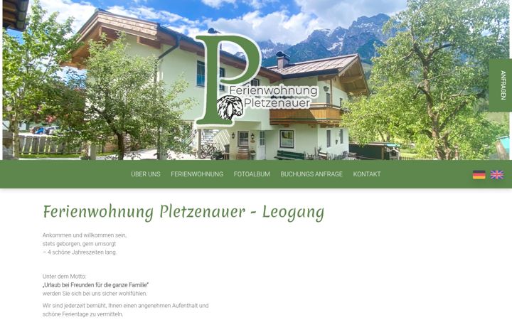 Screenshot of pletzenauer-leogang.at