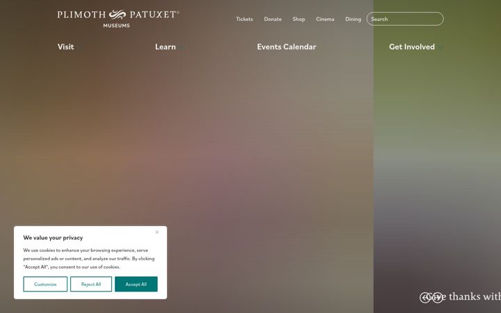 Screenshot of plimoth.org