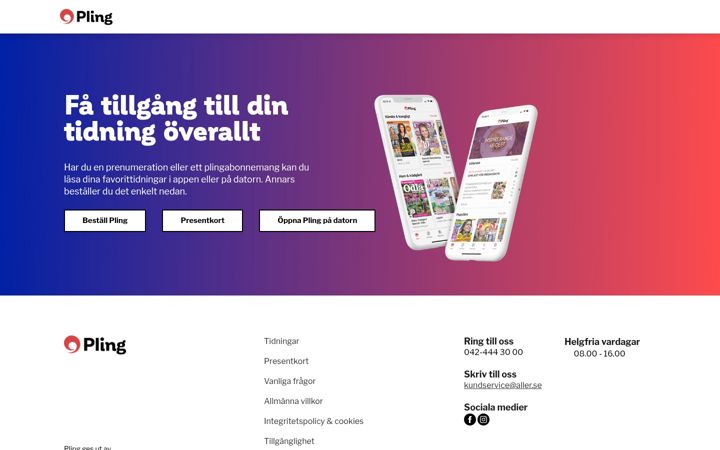 Screenshot of pling.se