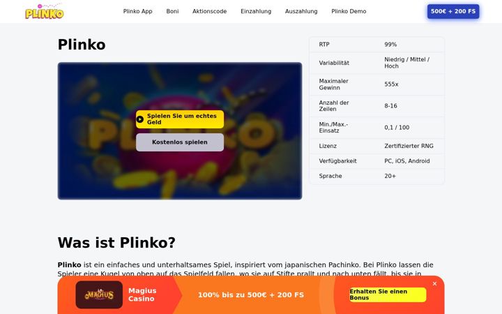Screenshot of plinko.at