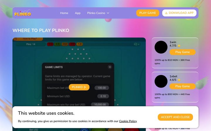 Screenshot of plinko.com.ng