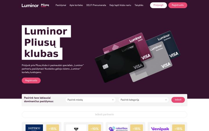 Screenshot di pliusuklubas.lt