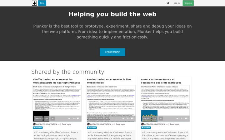 Screenshot of plnkr.co