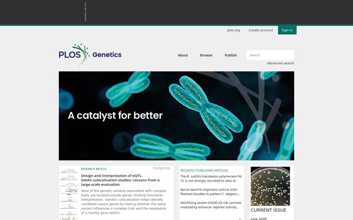 Skärmbild av plosgenetics.org