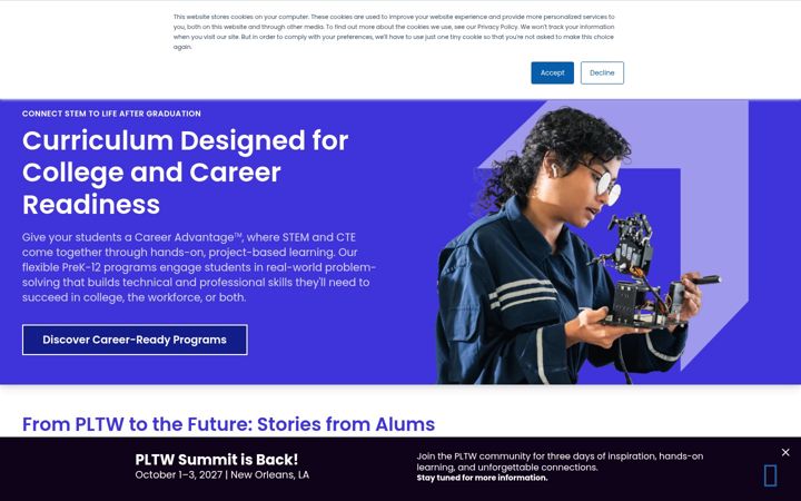Screenshot of pltw.org