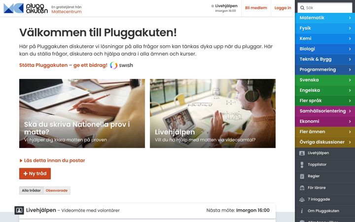 Screenshot of pluggakuten.se
