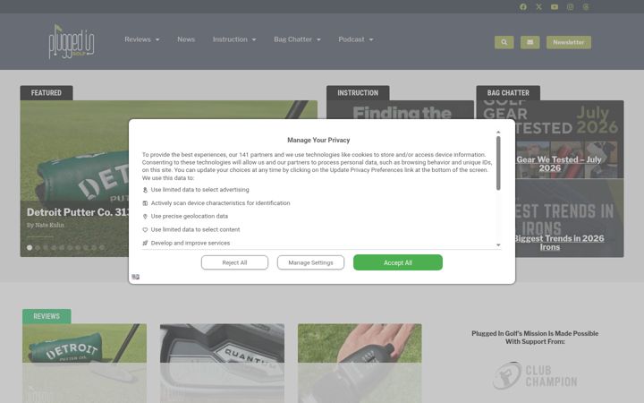 Screenshot of pluggedingolf.com