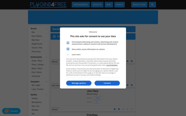 Screenshot of plugins4free.com