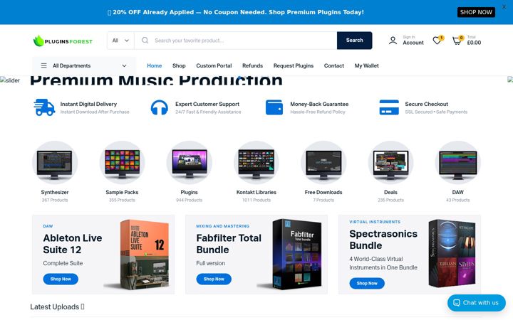 Screenshot of pluginsforest.com