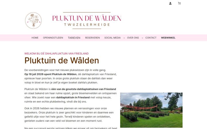 Ekraanipilt saidist pluktuindewalden.nl