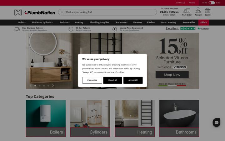 Screenshot van plumbnation.co.uk