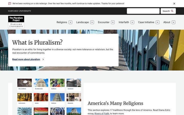 Screenshot of pluralism.org