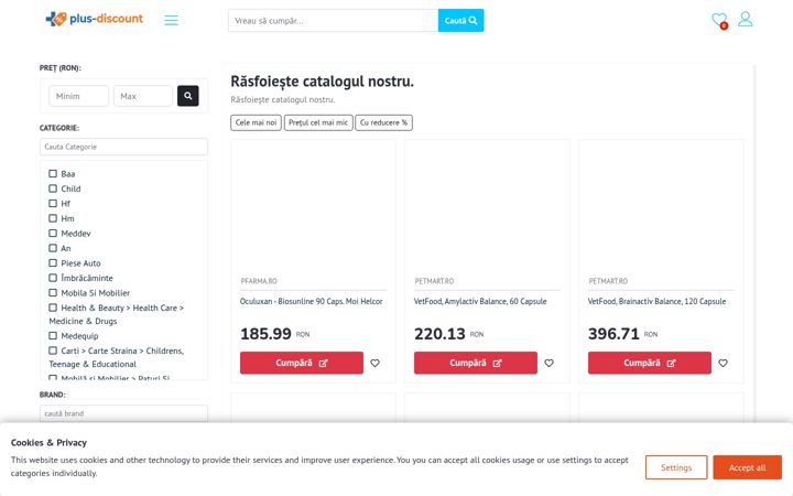 Snímek obrazovky plus-discount.ro
