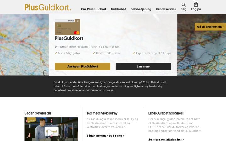 Screenshot of plusguldkort.dk
