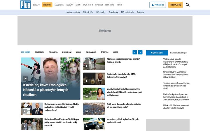 Screenshot van pluska.sk