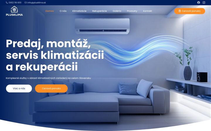 Captură de ecran a plusklima.sk