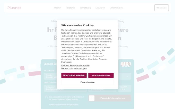 Screenshot of plusnet.de