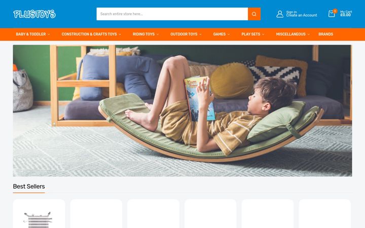 Skärmbild av plustoys.co.uk