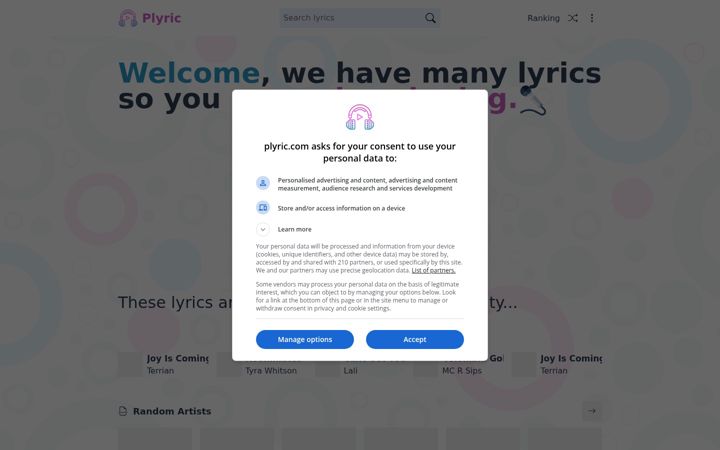 Screenshot of plyric.com