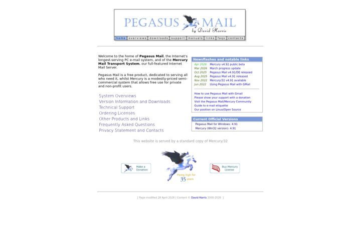 Screenshot stránky pmail.com