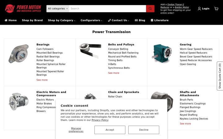 Screenshot of pmisupplies.com