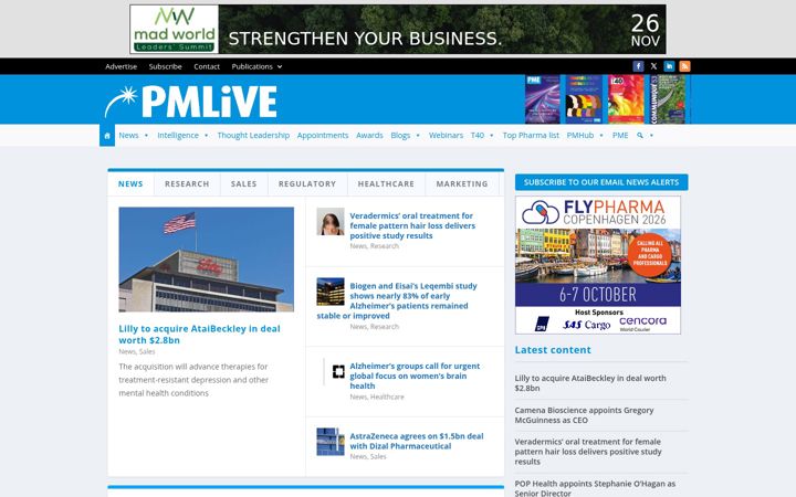 Screenshot of pmlive.com