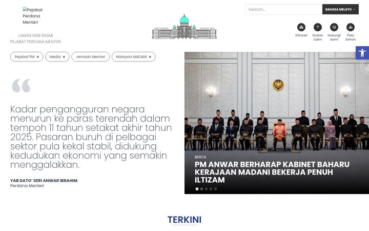 Screenshot of pmo.gov.my