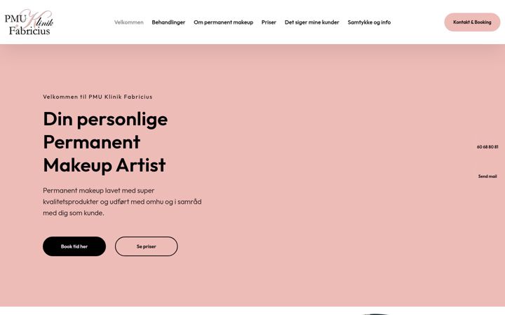 Screenshot van pmuklinik.dk