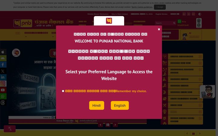 Screenshot of pnbindia.in