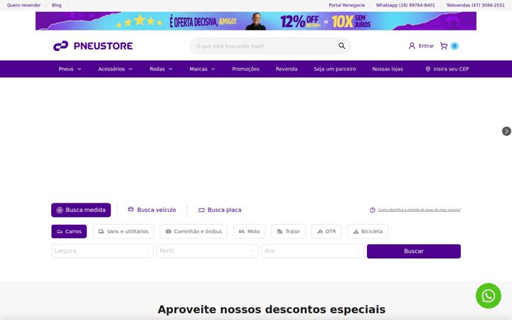 Screenshot of pneustore.com.br