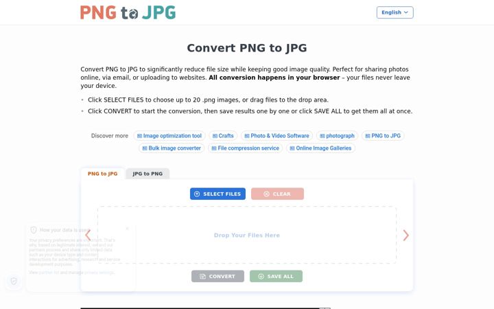 Screenshot of png2jpg.com