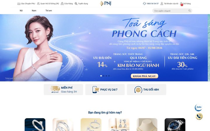 Screenshot of pnj.com.vn