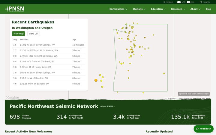 Screenshot von pnsn.org