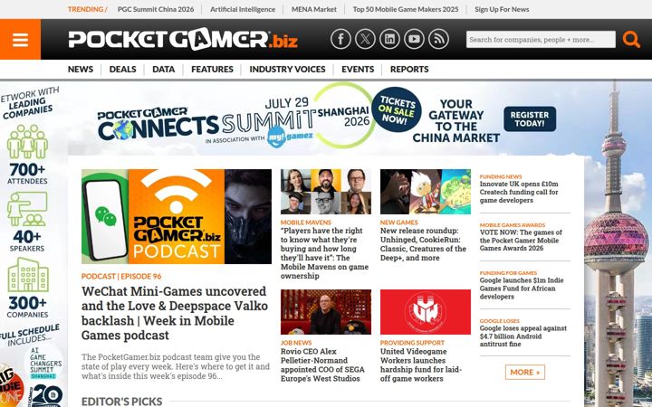 Screenshot of pocketgamer.biz