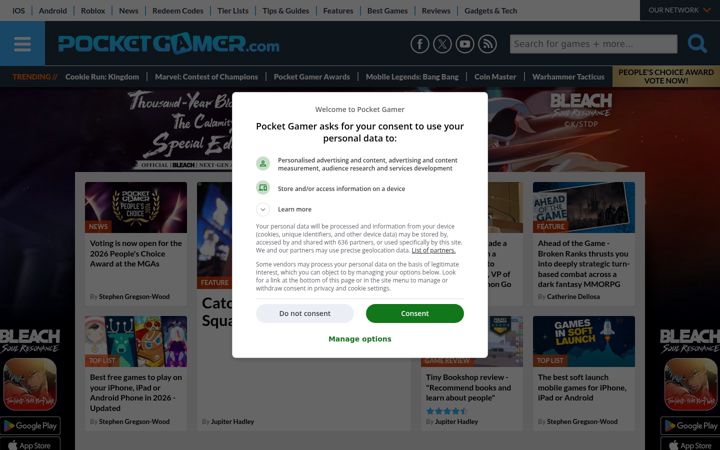 Screenshot of pocketgamer.co.uk