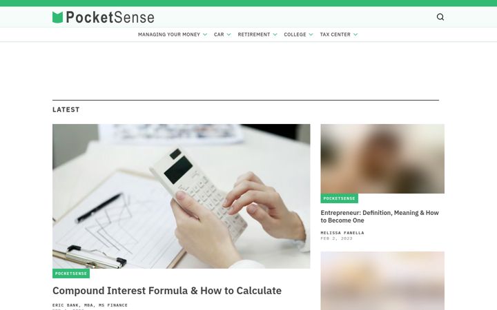 Screenshot of pocketsense.com