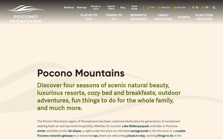 Screenshot of poconomountains.com