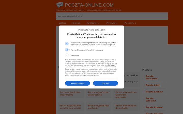Captură de ecran a poczta-online.com
