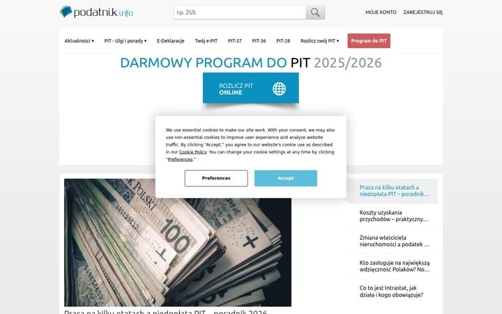 Screenshot von podatnik.info